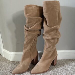 Steve Madden Haimi Tan Suede Knee-High Boots, Sz 6.5